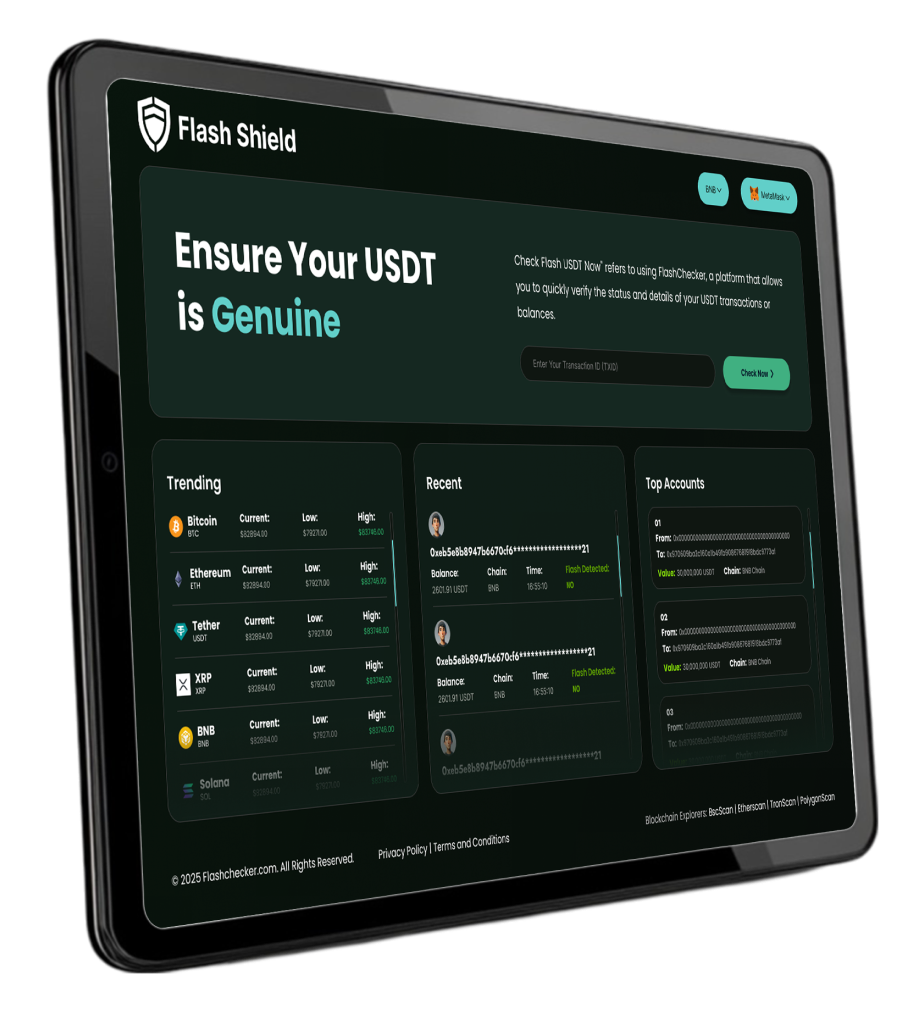 Flash USDT Checker features illustration